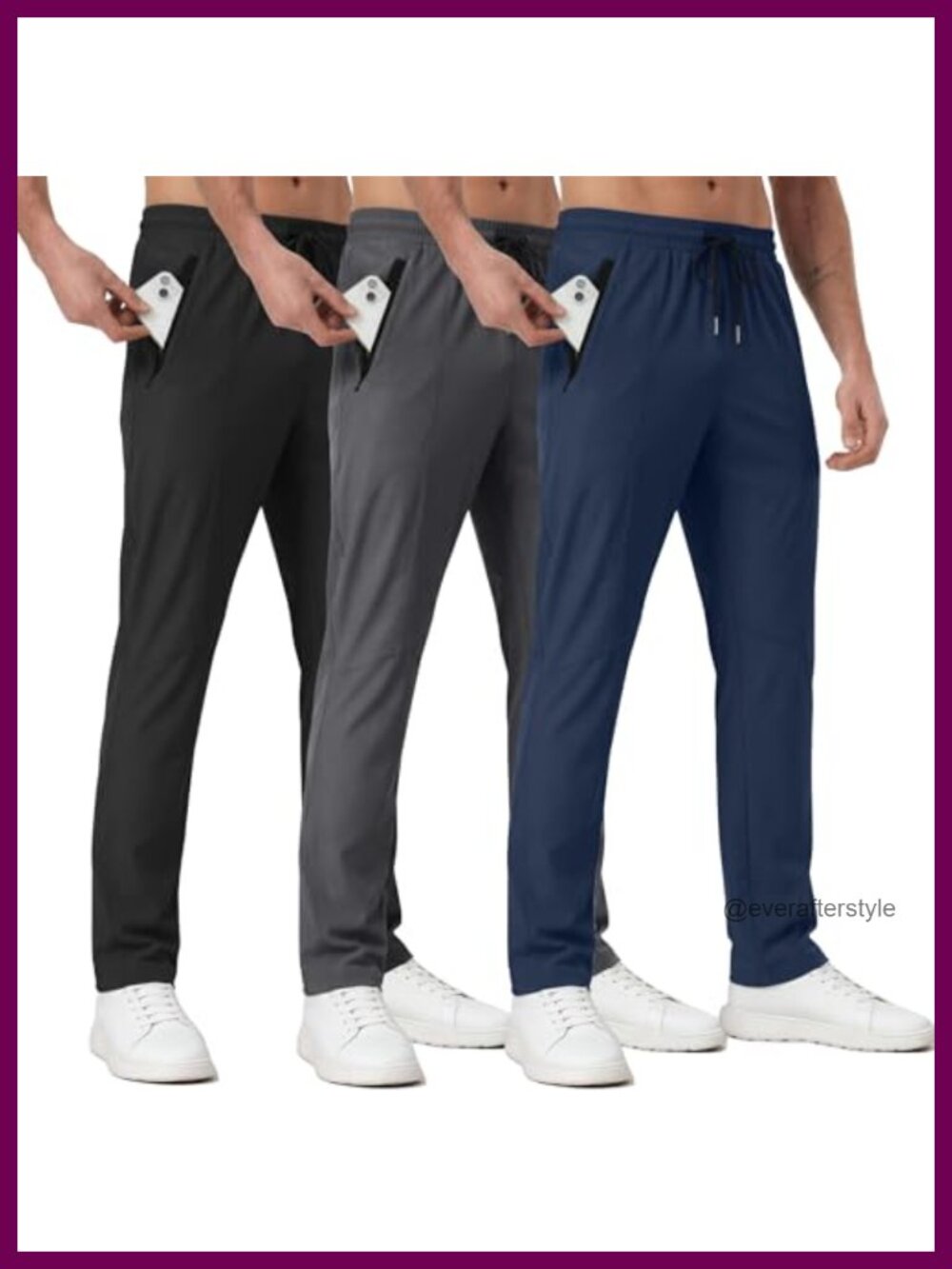 3Pack Men's Athletic Sweatpants Joggers Zipper Pockets Running